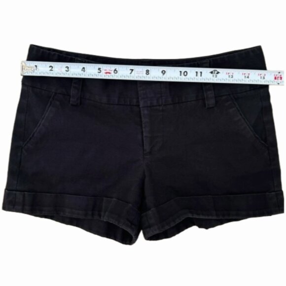 Alice + Olivia Black Cuffed Tailored Shorts Cotton Lycra Blend Size 4 - Picture 5 of 7